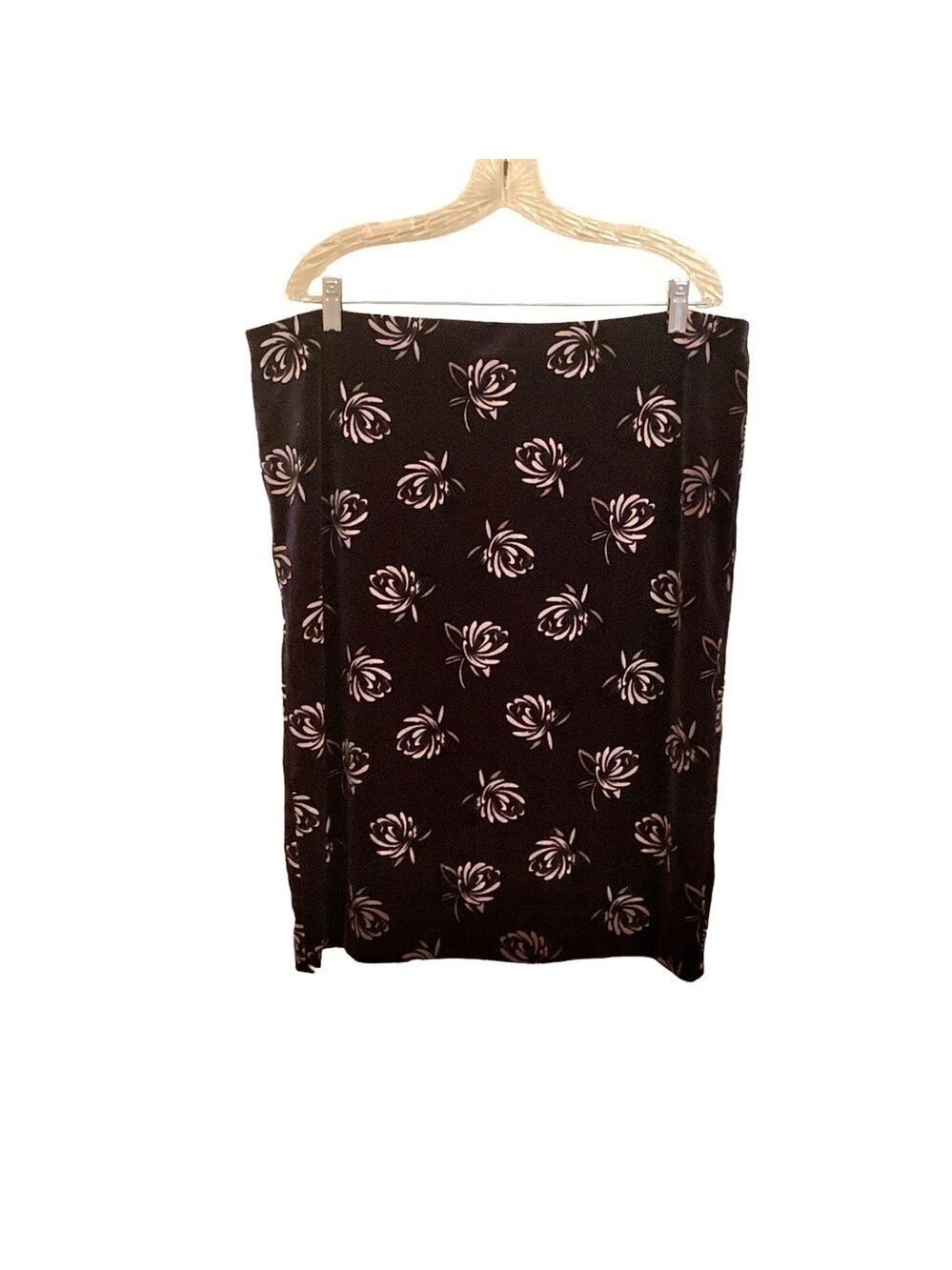 Loft Navy Blue Velour Floral Stretch Skirt, Size XL, NWT